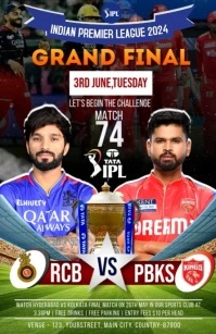 Rcb vs Pbks Ipl Final Match Poster Template Tabloid