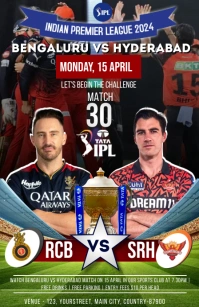 Rcb vs Srh Ipl Match Poster Template Tabloïd