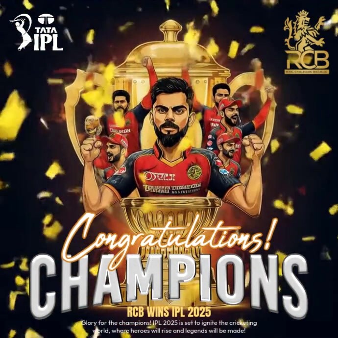 RCB Wins IPL2025 Iphosti le-Instagram template