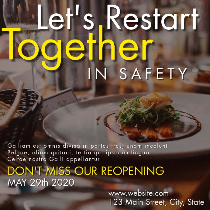 Re opening restaurant instagram advertisement template