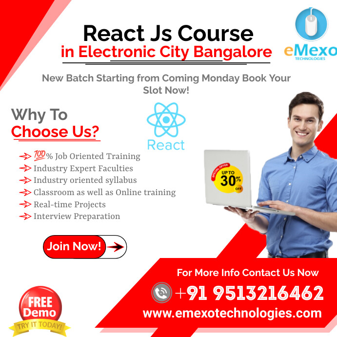 React Js Course in Electronic City Instagram Post template