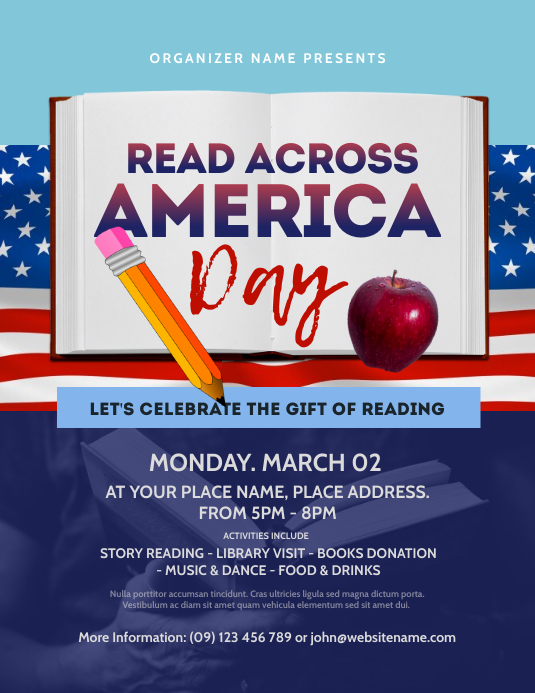 Read Across America Day Flyer Template PosterMyWall Read Across America Day Flyer Template PosterMyWall