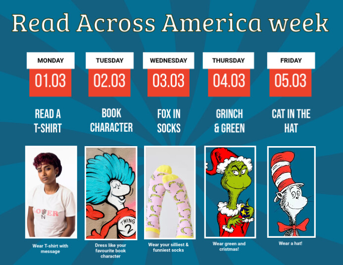 Read Across America 2025 Dates Schedule Template