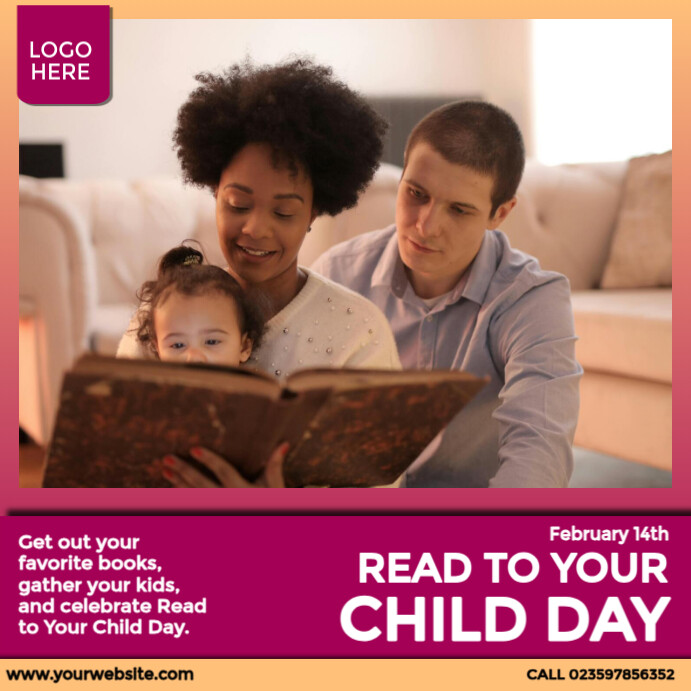 Read to Your Child Day Instagram Post template