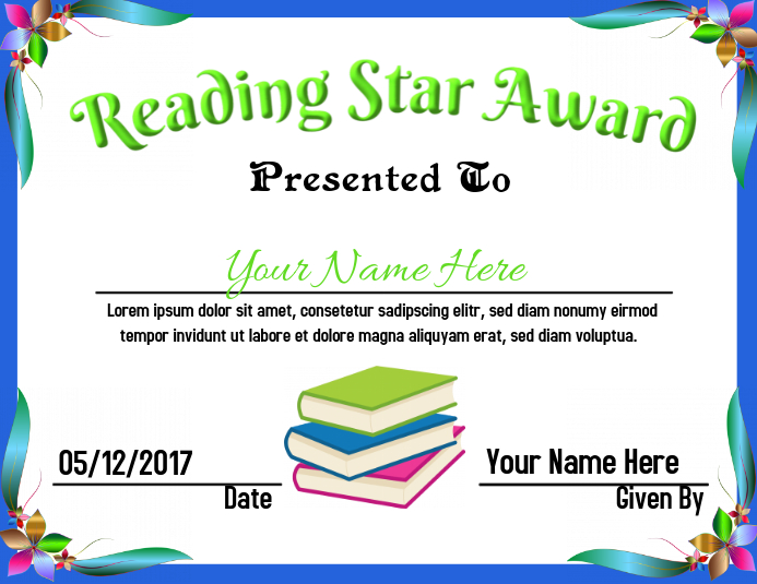 Reading Award Template PosterMyWall
