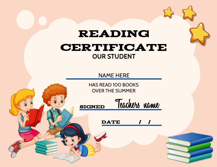 READING CERTIFICATE ใบปลิว (US Letter) template