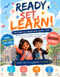 Ready Set Learn Colorful Back-to-School Welcome Poster Folder (US Letter) template