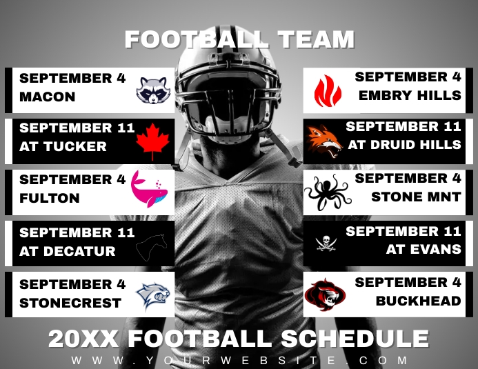 Real American Football Schedule Template PosterMyWall real-american-football-schedule-template-postermywall