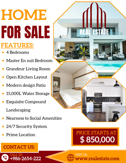 Real Estate & Home For Sale Ad Ulotka (US Letter) template