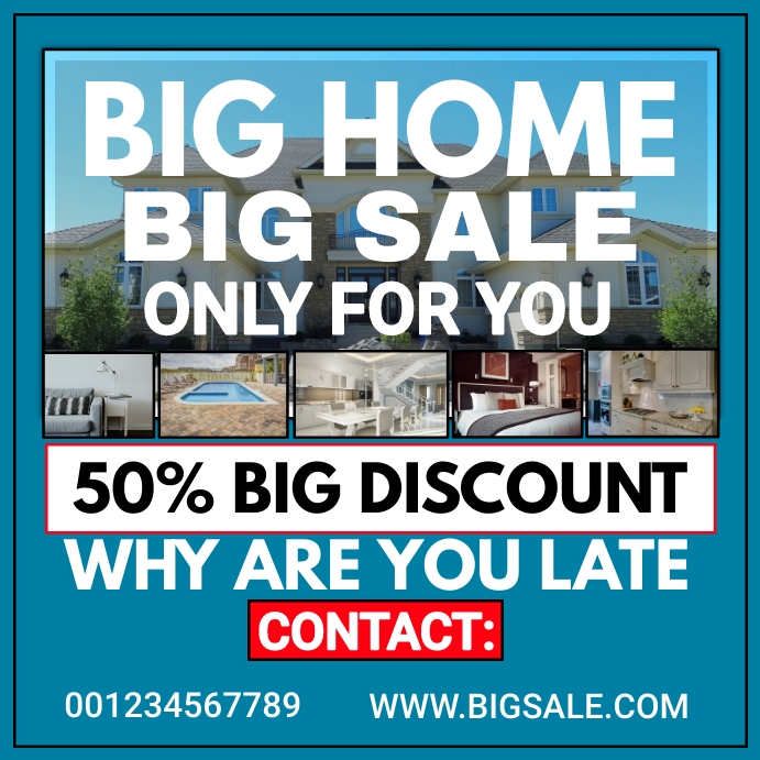 REAL ESTATE (home for sale) INSTAGRAM POST Template | PosterMyWall