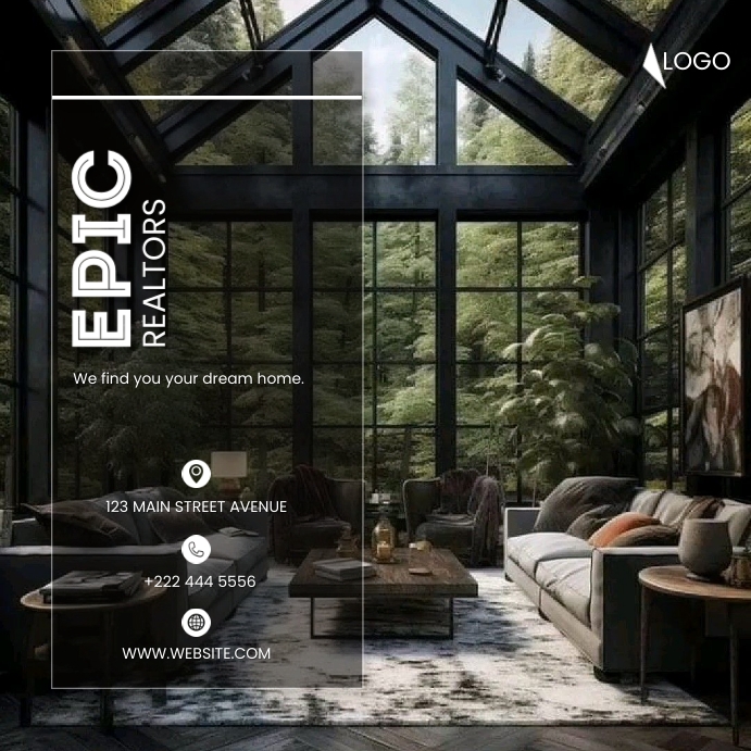 Black Modern and Minimal Real estate agency ad Instagram Post Template ...