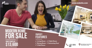 Real Estate Agency Ad Изображение, которым поделились на Facebook template