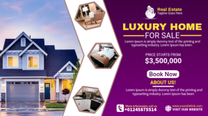 Purple Luxury Home Sale Digitalt display Template