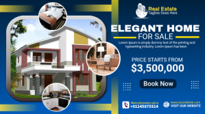 蓝色 Real Estate Listing Digital Display Template