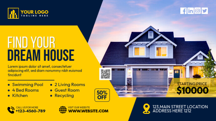 real estate agency Digitalt display (16:9) template