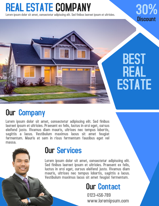 Real Estate Agent Business flyer and Poster Template Volante (Carta US)