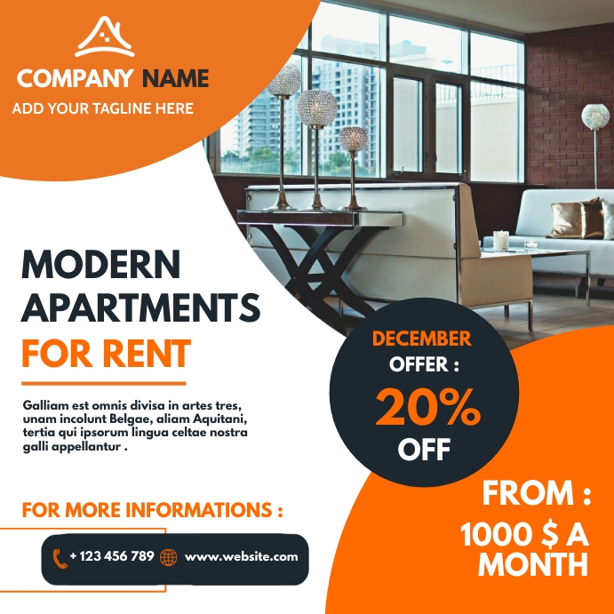 real estate apartments for rent advertisement Publicación de Instagram template