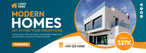 Real Estate Banner Ad Facebook-coverfoto template