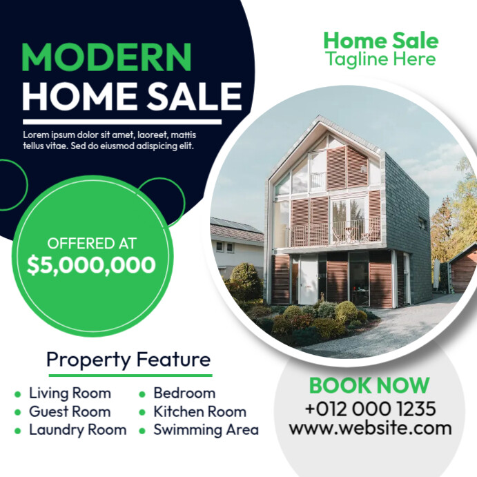 Real Estate Blue & Green Wpis na Instagrama template