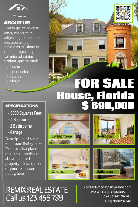 Black glossy real estate brochure Poster template