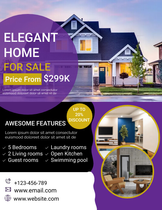 Real estate business flyer, template Ulotka (US Letter)