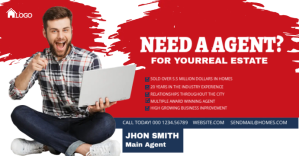 Rød Real Estate Agent Promotion Facebook Event Cover Template
