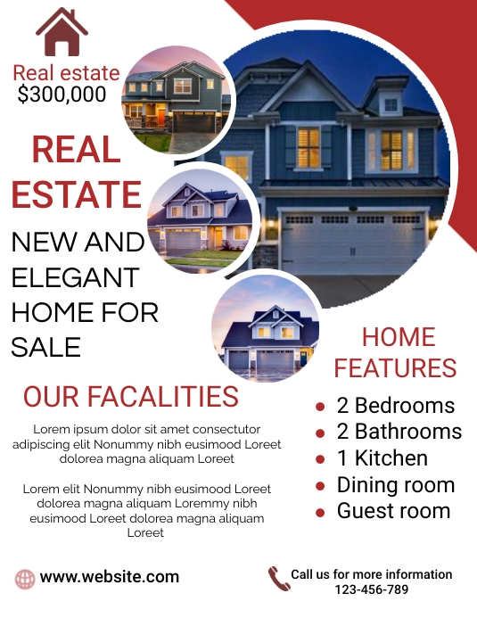 Real estate flyer,home sale, property sale ad Folheto (US Letter) template