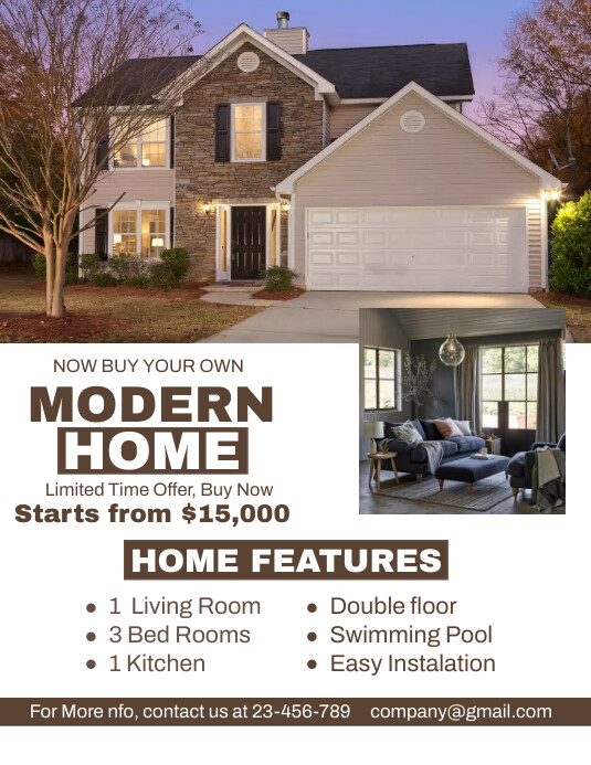 real estate flyer, home sale property ad flye template