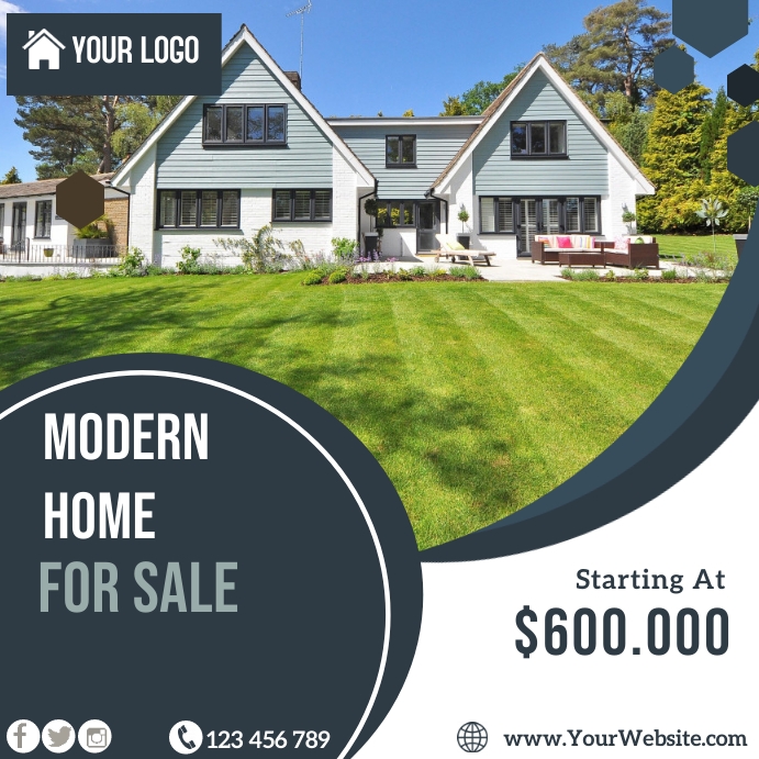 real estate flyer Publicação no Instagram template