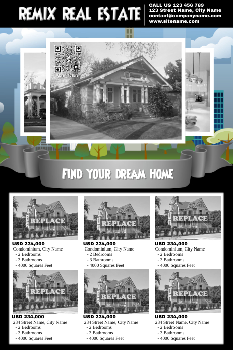 Black and white real estate flyers Template | PosterMyWall
