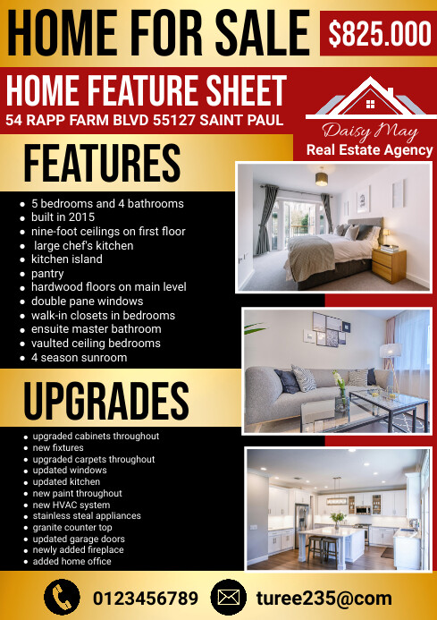 Real Estate Home Feature Sheet Flyer Template | PosterMyWall