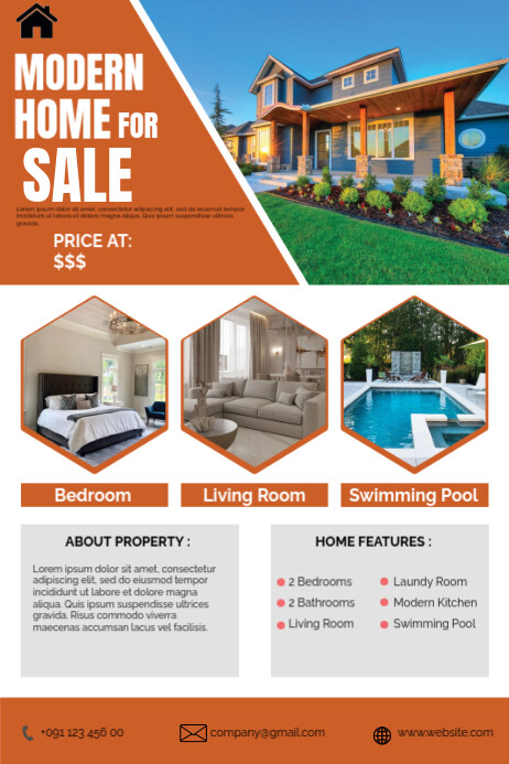 Plantilla de Real Estate Home For Sale Poster Template Design ...