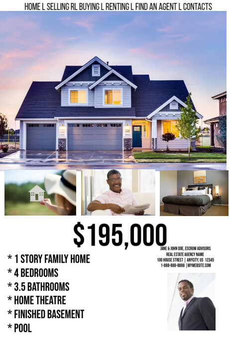 Real Estate Home Sale Website Template Postermywall
