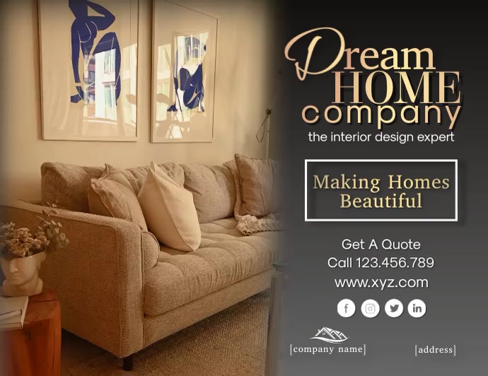 View of Real Estate Interior Design Service Template | PosterMyWall