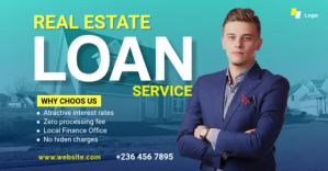 Real Estate Loan Service Banner ad delt Facebook-billede template