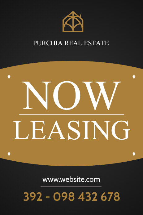 real estate now leasing black and gold Template | PosterMyWall