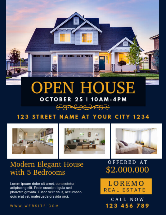 Real Estate Open House Flyer Folder (US Letter) template