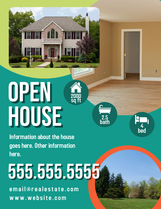 Real Estate Open House Flyer Ulotka (US Letter) template