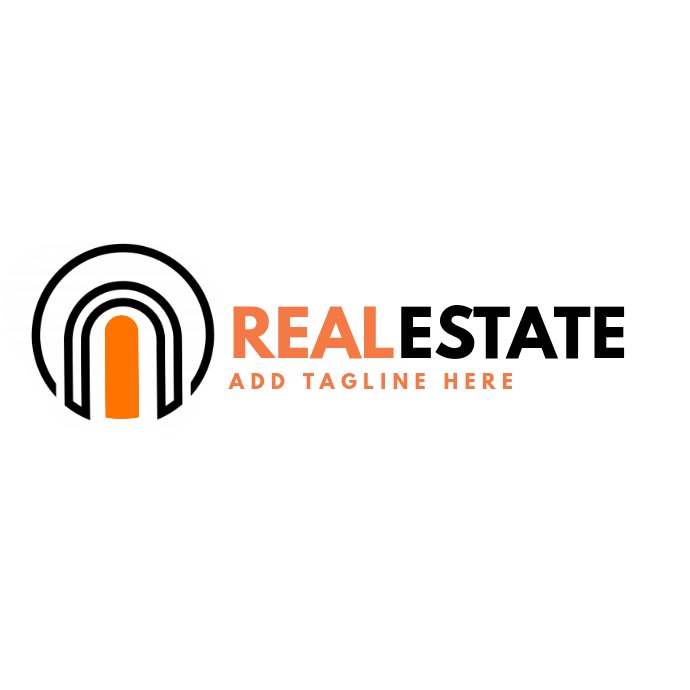 Real estate orange and black logo template Логотип