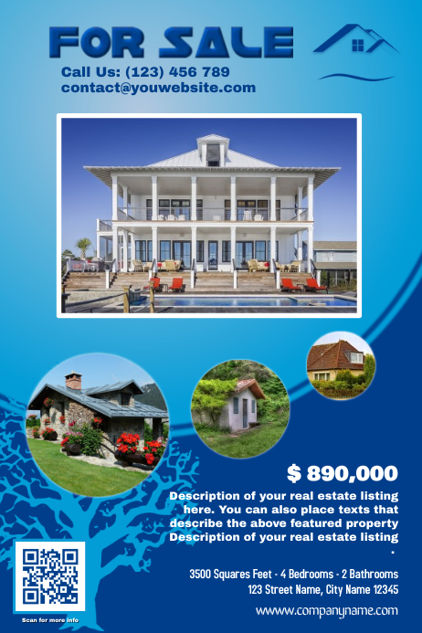 Real estate poster - Blue template