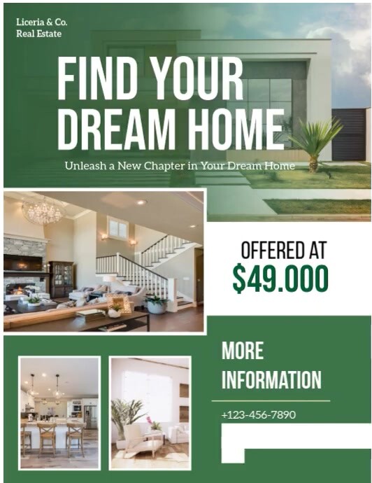 real estate  real estate video  real estate animation Folheto (US Letter) template