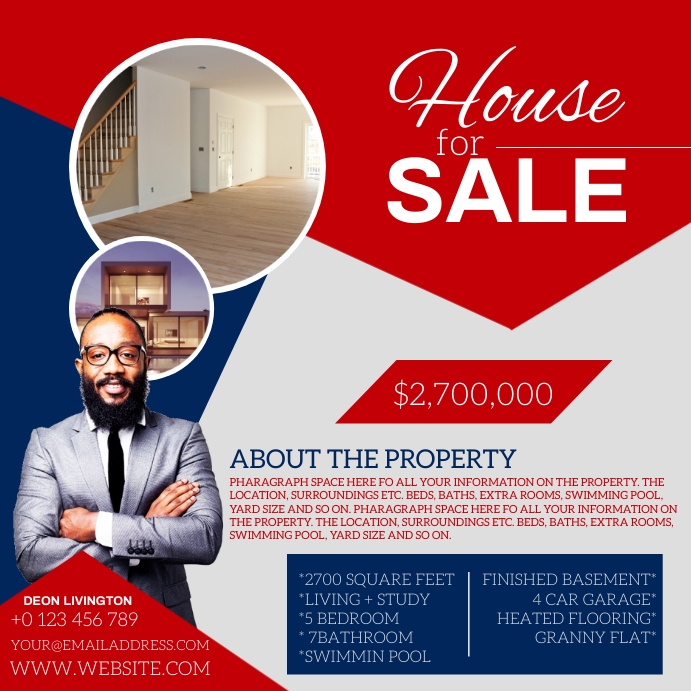 Square Ad Example REAL ESTATE Realtor SQUARE ad Template | PosterMyWall