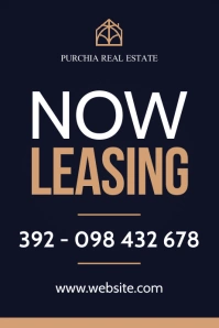 Real estate sign poster now leasing for rent template