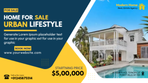 Blauw Real Estate Sale งานแสดงผลงานแบบดิจิทัล Template