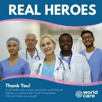 Real Heroes Thank You Doctors Covid-19 โพสต์บน Instagram template