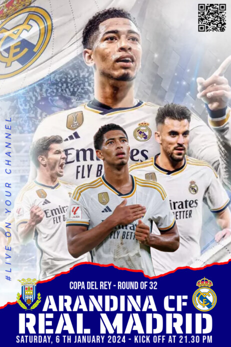 REAL MADRID VS ARANDINA CF Template | PosterMyWall
