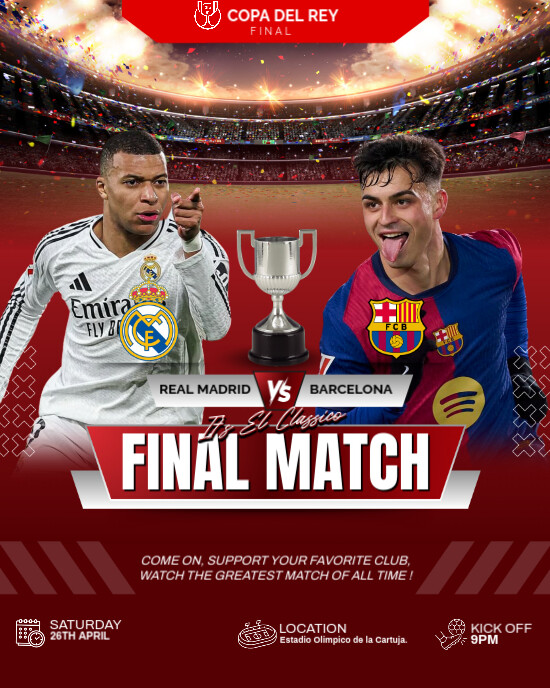 REAL MADRID VS BARCELONA EL CLASSICO Instagram Portrait template