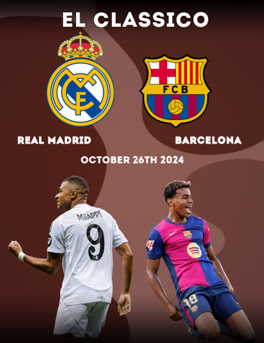 real madrid vs barcelona fc el classico flyer template Pamflet (Letter AS)