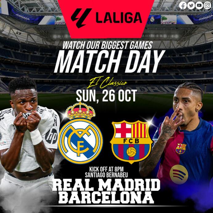 REAL MADRID VS BARCELONA MATCH DAY DESIGN Template | PosterMyWall