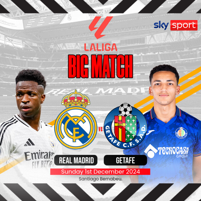 Copy of Real Madrid vs Getafe Spanish La Liga | PosterMyWall